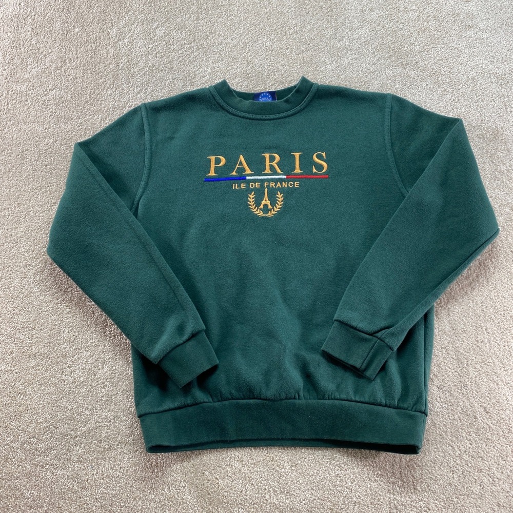 Paris‎ Tour d'Or Sweatshirt Mens Medium Green Ile De France Embroidered Portugal